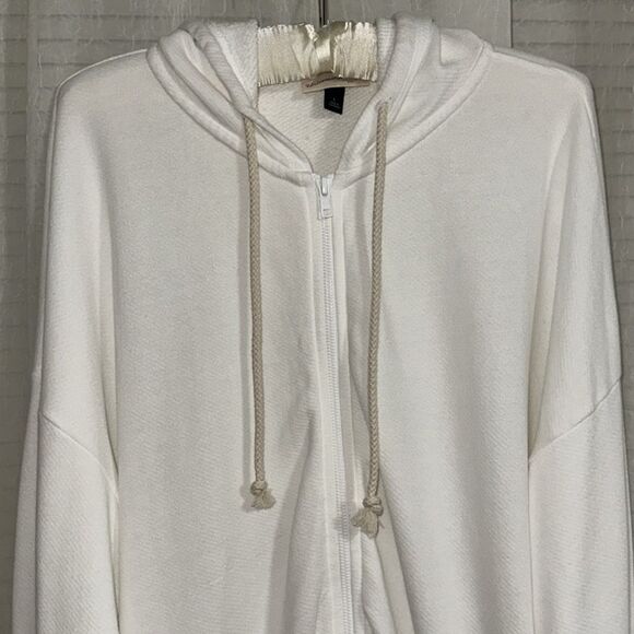 UT L White Leisure Studio French Terry Cloth Full Zip Hooded Sweatshirt - Picture 12 of 16